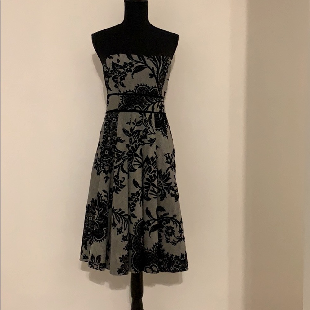 Tibi Velvet and Wool Strapless Cocktail dress
